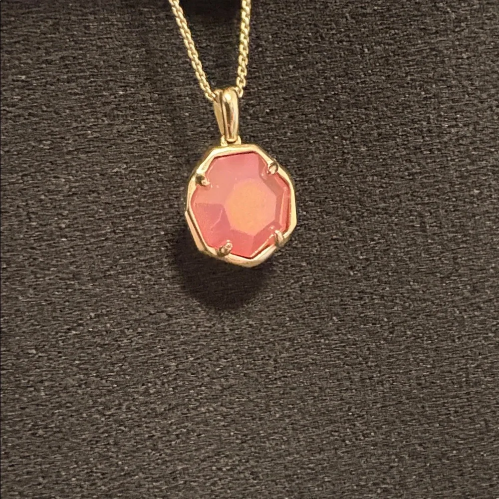 Lot of 2x [Kendra Scott] Adjustable Pink Pendant Necklace & Iridescent Bangles